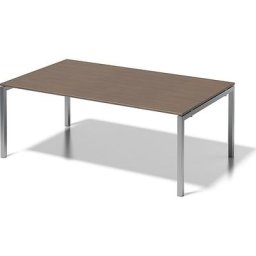 BISLEY Bureau CITO à piétement en U, h x l x p 740 x 2000 x 1200 mm, piétement argent, plateau noyer