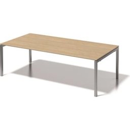 BISLEY Bureau CITO à piétement en U, h x l x p 740 x 2400 x 1200 mm, piétement argent, plateau érable