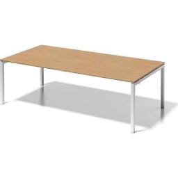 BISLEY Bureau CITO à piétement en U, h x l x p 740 x 2400 x 1200 mm, piétement blanc, plateau hêtre