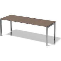 BISLEY Bureau CITO à piétement en U, h x l x p 650 - 850 x 2200 x 800 mm, piétement argent, plateau noyer