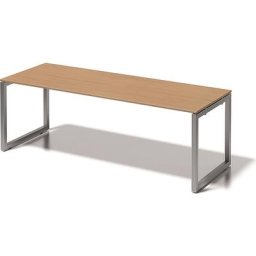 BISLEY Bureau CITO à piétement en O, h x l x p 740 x 2200 x 800 mm, piétement argent, plateau hêtre