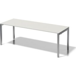 BISLEY Bureau CITO à piétement en U, h x l x p 650 - 850 x 2200 x 800 mm, piétement argent, plateau blanc gris