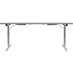 Table pliante à piétement en double T, piétement en tube d'acier rond chromé, blanc/anthracite, l x p 1800 x 800 mm