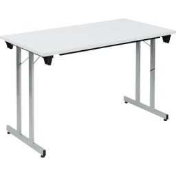 Table pliante F25, l x p 1200 x 600 mm, plateau gris clair, piétement coloris aluminium