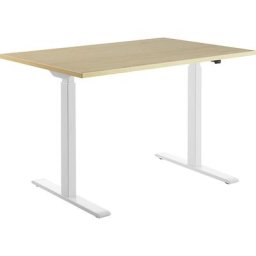 Topstar Bureau à réglage électrique de la hauteur, l x p 1200 x 800 mm, plateau façon érable, piétement blanc