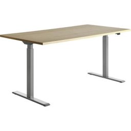 Topstar Bureau à réglage électrique de la hauteur, l x p 1600 x 800 mm, plateau façon érable, piétement gris