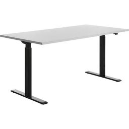 Topstar Bureau à réglage électrique de la hauteur, l x p 1600 x 800 mm, plateau gris clair, piétement noir