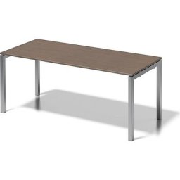 BISLEY Bureau CITO à piétement en U, h x l x p 740 x 1800 x 800 mm, piétement argent, plateau noyer