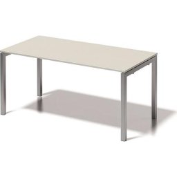 BISLEY Bureau CITO à piétement en U, h x l x p 740 x 1600 x 800 mm, piétement argent, plateau blanc gris