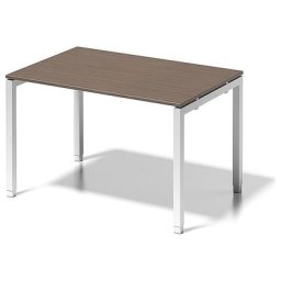 BISLEY Bureau CITO à piétement en U, h x l x p 650 - 850 x 1200 x 800 mm, piétement blanc, plateau noyer