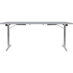 Table pliante à piétement en double T, piétement en tube d'acier rond chromé, gris clair/gris clair, l x p 1800 x 800 mm