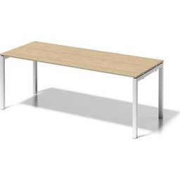 BISLEY Bureau CITO à piétement en U, h x l x p 740 x 2000 x 800 mm, piétement blanc, plateau érable