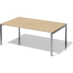 BISLEY Bureau CITO à piétement en U, h x l x p 740 x 2000 x 1200 mm, piétement argent, plateau érable