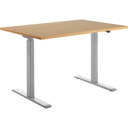 Topstar Bureau à réglage électrique de la hauteur, l x p 1200 x 800 mm, plateau façon hêtre, piétement gris