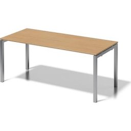 BISLEY Bureau CITO à piétement en U, h x l x p 740 x 1800 x 800 mm, piétement argent, plateau hêtre