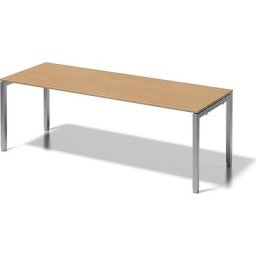 BISLEY Bureau CITO à piétement en U, h x l x p 650 - 850 x 2200 x 800 mm, piétement argent, plateau hêtre