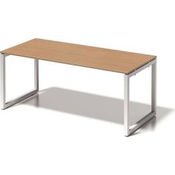 BISLEY Bureau CITO à piétement en O, h x l x p 740 x 1800 x 800 mm, piétement blanc, plateau hêtre