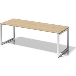 BISLEY Bureau CITO à piétement en O, h x l x p 740 x 2200 x 800 mm, piétement blanc, plateau érable