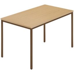 Table rectangulaire, tube carré plastifié, l x p 1200 x 800 mm, hêtre naturel / brun