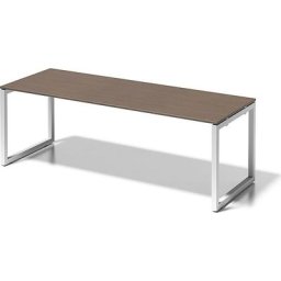 BISLEY Bureau CITO à piétement en O, h x l x p 740 x 2200 x 800 mm, piétement blanc, plateau noyer