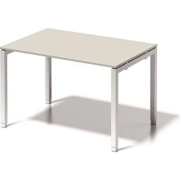 BISLEY Bureau CITO à piétement en U, h x l x p 650 - 850 x 1200 x 800 mm, piétement blanc, plateau blanc gris