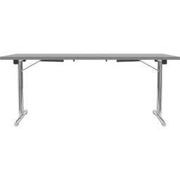 Table pliante à piétement en double T, piétement en tube d'acier rond chromé, gris clair/anthracite, l x p 1800 x 800 mm