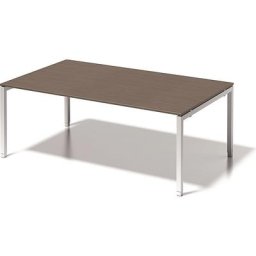 BISLEY Bureau CITO à piétement en U, h x l x p 650 - 850 x 2000 x 1200 mm, piétement blanc, plateau noyer