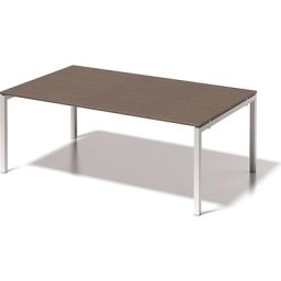 BISLEY Bureau CITO à piétement en U, h x l x p 740 x 2000 x 1200 mm, piétement blanc, plateau noyer