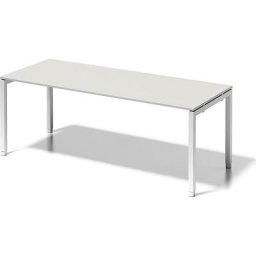 BISLEY Bureau CITO à piétement en U, h x l x p 650 - 850 x 2000 x 800 mm, piétement blanc, plateau blanc gris