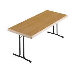 Tables pliantes, piétement en T, 1500 x 800 mm, piétement anthracite, plateau façon hêtre