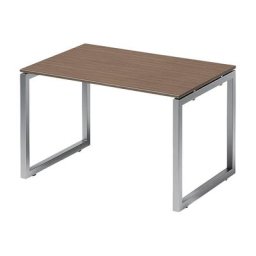 BISLEY Bureau CITO à piétement en O, h x l x p 740 x 1200 x 800 mm, piétement argent, plateau noyer