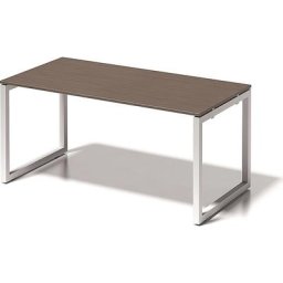 BISLEY Bureau CITO à piétement en O, h x l x p 740 x 1600 x 800 mm, piétement blanc, plateau noyer