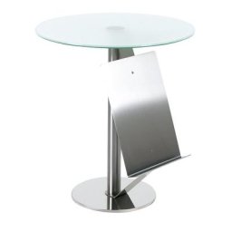Table d'appoint avec porte-journaux, h x Ø 550 x 495 mm, plateau en verre satiné