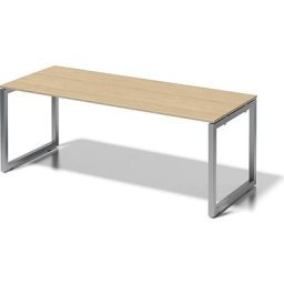 BISLEY Bureau CITO à piétement en O, h x l x p 740 x 2000 x 800 mm, piétement argent, plateau érable