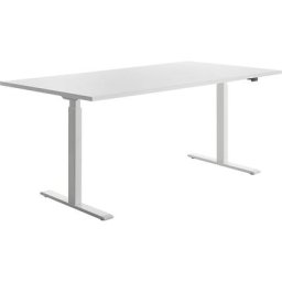Topstar Bureau à réglage électrique de la hauteur, l x p 1800 x 800 mm, plateau blanc, piétement blanc