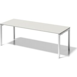 BISLEY Bureau CITO à piétement en U, h x l x p 650 - 850 x 2200 x 800 mm, piétement blanc, plateau blanc gris