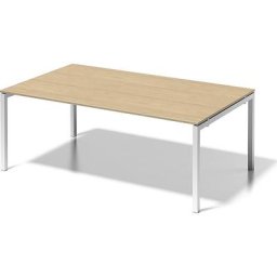 BISLEY Bureau CITO à piétement en U, h x l x p 740 x 2000 x 1200 mm, piétement blanc, plateau érable