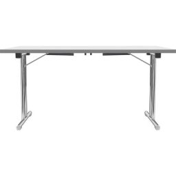 Table pliante à piétement en double T, piétement en tube d'acier rond chromé, blanc/anthracite, l x p 1200 x 600 mm