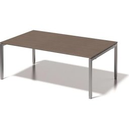 BISLEY Bureau CITO à piétement en U, h x l x p 650 - 850 x 2000 x 1200 mm, piétement argent, plateau noyer