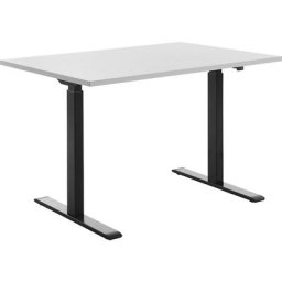 Topstar Bureau à réglage électrique de la hauteur, l x p 1200 x 800 mm, plateau gris clair, piétement noir