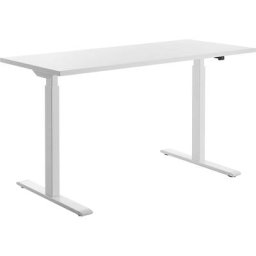 Topstar Bureau à réglage électrique de la hauteur, l x p 1400 x 600 mm, plateau blanc, piétement blanc