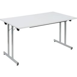Table pliante F25, l x p 1400 x 800 mm, plateau gris clair, piétement coloris aluminium