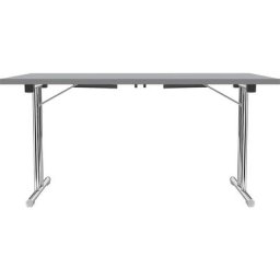 Table pliante à piétement en double T, piétement en tube d'acier rond chromé, gris clair/anthracite, l x p 1200 x 600 mm
