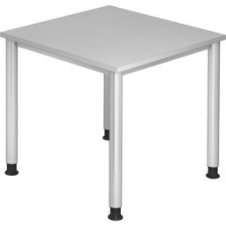 Bureau, l x p 800 x 800 mm, 4 pieds en tube rond, gris clair