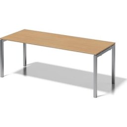 BISLEY Bureau CITO à piétement en U, h x l x p 740 x 2000 x 800 mm, piétement argent, plateau hêtre