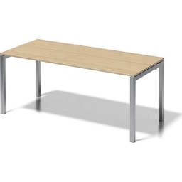 BISLEY Bureau CITO à piétement en U, h x l x p 740 x 1800 x 800 mm, piétement argent, plateau érable