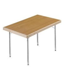 Tables pliantes, 4 pieds, 1200 x 800 mm, piétement chromé, plateau façon hêtre