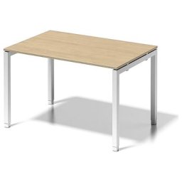 BISLEY Bureau CITO à piétement en U, h x l x p 650 - 850 x 1200 x 800 mm, piétement blanc, plateau érable