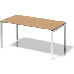 BISLEY Bureau CITO à piétement en U, h x l x p 740 x 1600 x 800 mm, piétement blanc, plateau hêtre