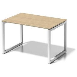 BISLEY Bureau CITO à piétement en O, h x l x p 740 x 1200 x 800 mm, piétement blanc, plateau érable